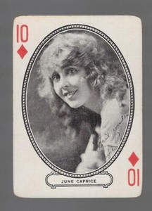 JUNE CAPRICE - MJ MORIARTY PLAYING CARD - 1916 - MOVIE SOUVENIR PLAYING CARD