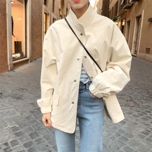 Women's Fashion Trend Cool Loose Casual Jacket Short Standing Collar Casual Tops - Picture 1 of 20