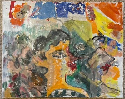 Textured Vintage Abstract Figural Painting Modern Art Wall Hanging Pollack #3 - Image 1 of 4