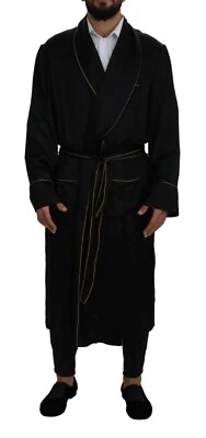 DOLCE & GABBANA Jacket Wrap Black 100% Silk Robe Coat IT50/US40/L RRP 3700usd - Image 1 of 4