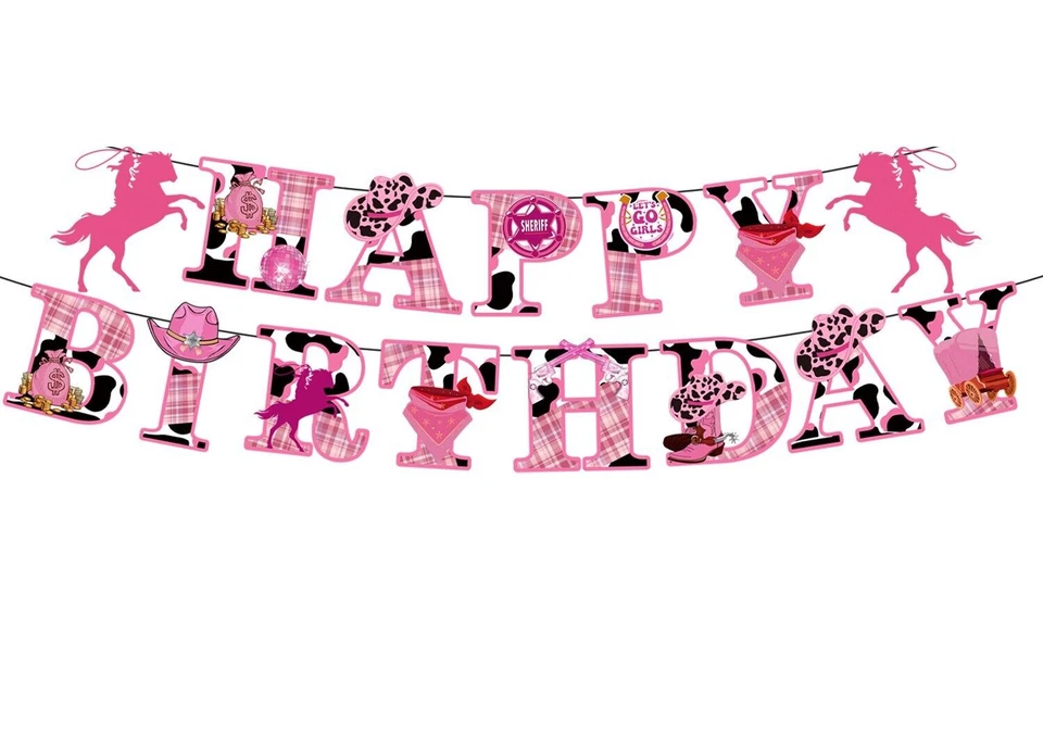 Western Cowgirl Banner Party Supplies Girls Birthday Decoration - image 1 of 1
