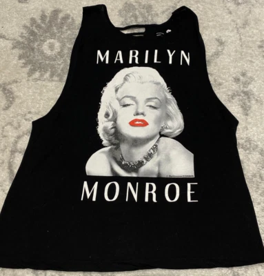 Camiseta sin mangas para mujer Marilyn Monroe negra con gráfico lavado talla L Foto 1 de 4