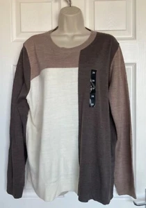 NEW M&S Ladies Neutral Supersoft Colour Block Crew Neck Jumper Size 20 - Picture 1 of 3