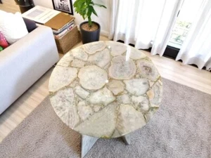 Mesa de centro de ágata hecha a mano, piedra geoda, barra consola, muebles de pasillo, decoraciones - Imagen 1 de 9