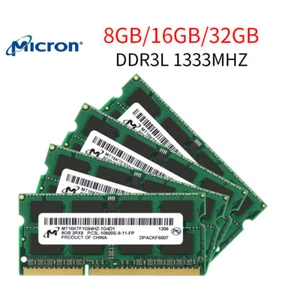 Micron 32GB 16GB 8GB PC3L-10600S DDR3L 1333MHz 204-Pin SO-DIMM Laptop Memory AU - Picture 1 of 10