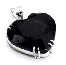925 Sterling Silver Black Spinel Gemstone Jewelry Pendant Size-2"
