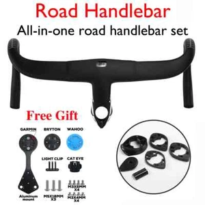 Aero Integrated Road Bike Handlebar Carbon Fiber Bent Bar Length 380-440mm - Picture 1 of 20