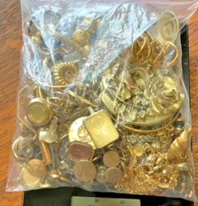 1 Pfund "GOLDTON" Schmuck - Großeinkauf, Schrott Konvolut, Basteln!!! Lot -HGG3 - Bild 1 von 3