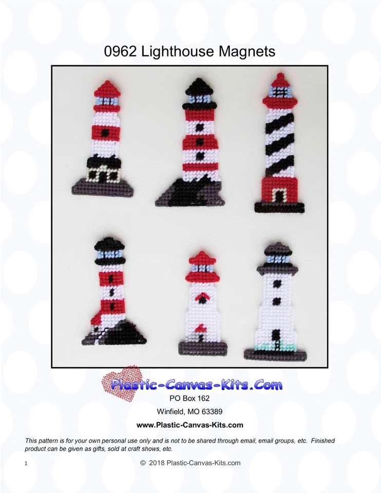 PLASTIC-CANVAS-KITS.COM Lighthouse Magnets- Plastic Canvas Pattern or Kit