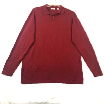 Halogen Men's 100% Merino Wool Pullover Sweater Burgundy Size XXL Holes READ - Image 1 of 4