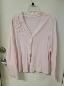 IZOD "Pink w/Flowers" Lightweight Cotton Sweater - SZ. XL - Picture 1 of 5