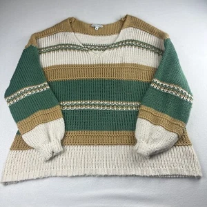 Baltic Born Damen XL Randi Color Block Pullover Langarm Strick V-Ausschnitt - Bild 1 von 10