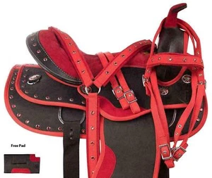 Synthetic Red/Black Western Horse Tack Saddle All Size. - Picture 1 of 5