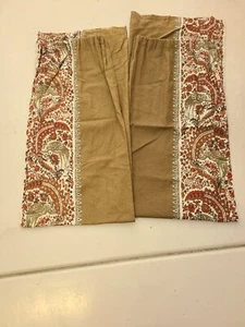 World Market "Mint Tan Orange Red Crane" Drape Panels 48" X 84" - 2 Panels - Picture 1 of 5
