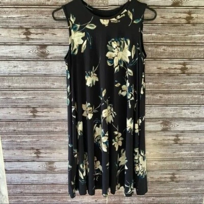 Vestido para mujer Cynthia Rowley sin mangas talla S azul marino floral hasta la rodilla nuevo con etiquetas Foto 1 de 4