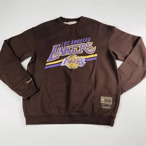 Mitchell & Ness LA Lakers Vintage HWC Big Logo Crew Jumper size M Brown BNWT - Picture 1 of 12