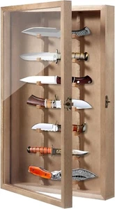 Vitrina de cuchillos gabinete 7 piezas madera marrón cuchillos de bolsillo soporte pared caja de sombra - Imagen 1 de 15