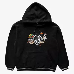 Vintage Y2K Warner Bros Studio Store Looney Tunes bestickter Fleece-Hoodie für Herren - Bild 1 von 6