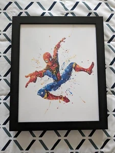 Avengers Spiderman Aquarell Druck Wandbild 8x10 - Mattdruck mit Rahmen - Bild 1 von 2
