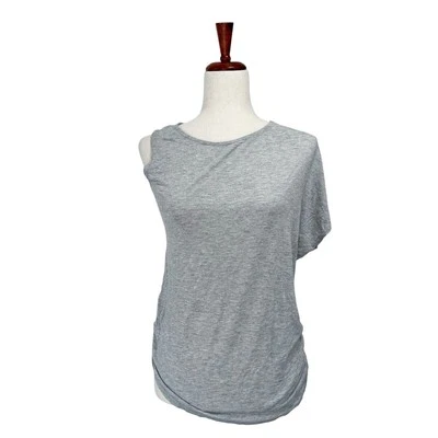 Blusa suave pulóver de un hombro gris jaspeado gris jaspeado Halston Heritage nueva con etiquetas Foto 1 de 4