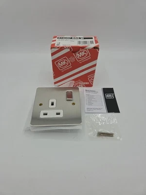 MK Single Socket - K14357 BSS W - 13A 1 Gang DP Switched Socket White Insert  - Image 1 of 4