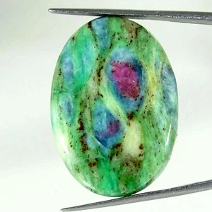 37.90Cts Natural Ruby In Fuchsite Oval Cabochon Loose Gemstone 24x34x5mm - Picture 1 of 5