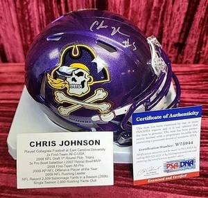 RARE EAST CAR. PIRATES CHRIS JOHNSON PSA COA AUTO Signed AUTOGRAPH Mini Helmet - Picture 1 of 11