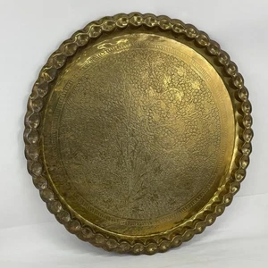 Vintage 24 Zoll Geätztes Messing Rund Wandbehang Tablett Hergestellt in Indien - Bild 1 von 5