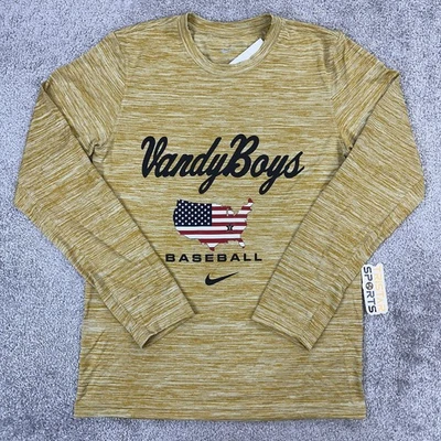 Vanderbilt Commodores Shirt Mens Small Gold Long Sleeve Baseball Nike Vandy Boys - Image 1 of 4