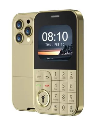 Mini Telefono GSM Doppia SIM 2,01" con Fotocamera, Radio FM, Torcia LED  Oro - Immagine 1 di 2