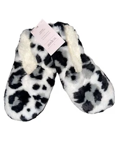 Auden Damen Kunstfell Slipper SOCKEN mit Gripper Unterteil MEDIUM/LARGE Leopard S/W - Bild 1 von 7