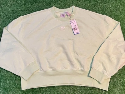 Adidas Mujer’s Essentials Verde Crew Sudadera Talla L Nueva con Etiquetas $55 Gimnasio Sudadera Foto 1 de 4