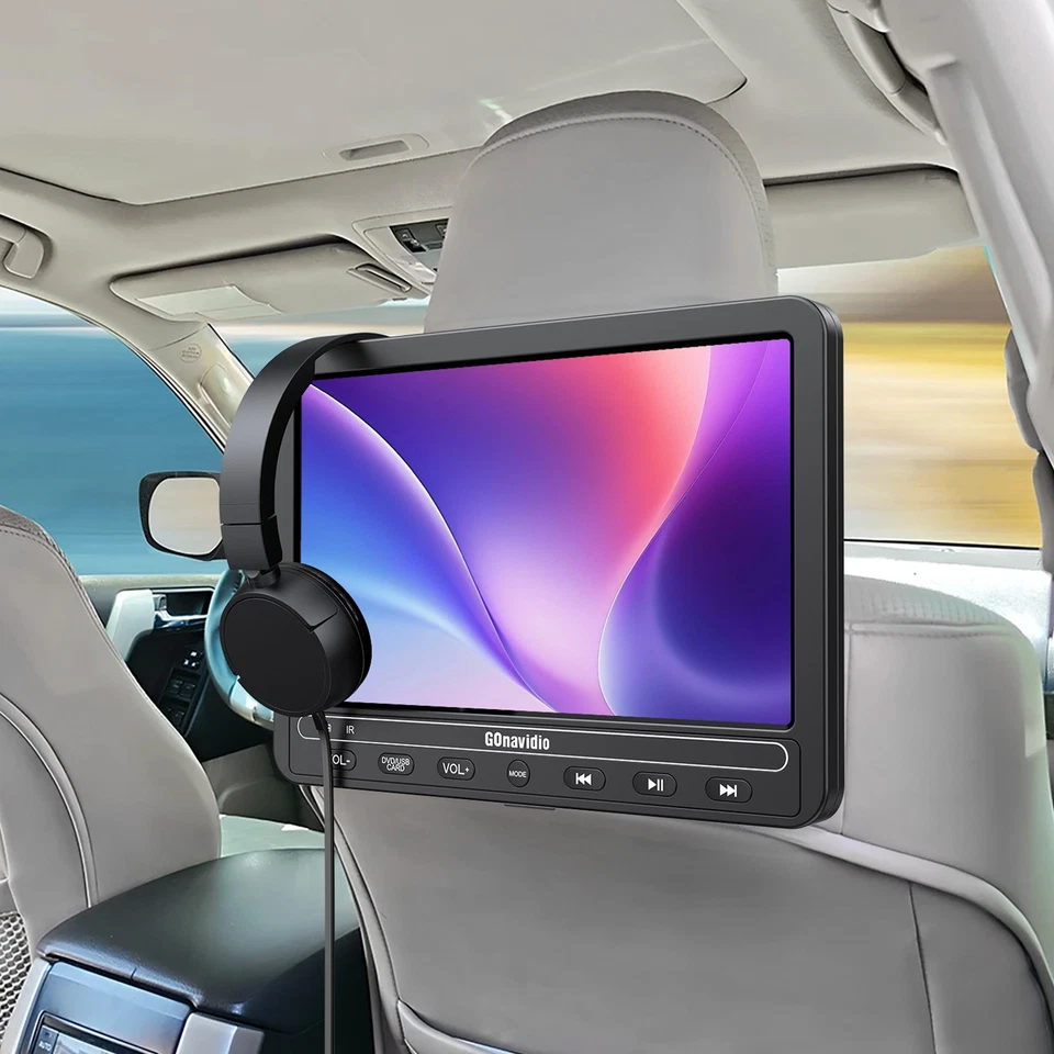 10.5" Car DVD Player Headrest TV Monitor Sync Screen AV Out / In USB SD HDMI - Image 1 of 4