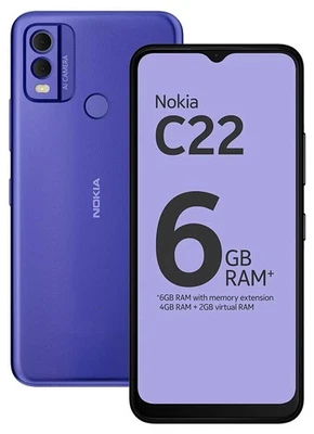 Nokia C22 (4GB RAM + 2GB Virtual, 64GB) 6.5" 13MP-Camera | 3-Day Battery Durata - Immagine 1 di 4