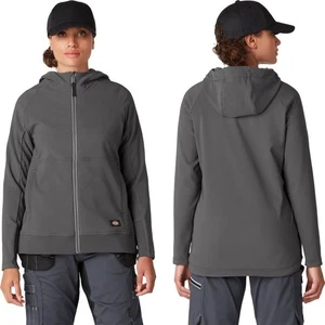 Dickies Performance Gray Womens Protect Soft Shell Hoodie Full Zip Workwear Sz L - Picture 1 of 8