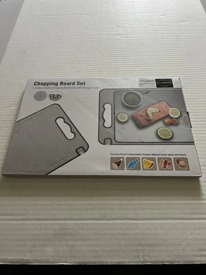 NEW! Four Color Coded Chopping/Cutting Board Set With Storage Case  - Image 1 of 2