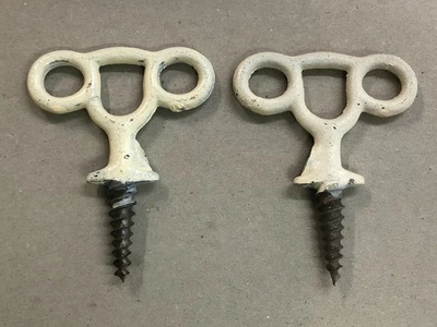 Pair Of Antique Heavy Duty Cast Iron Theater Stage Screw Wire Guide For Props (B - Image 1 of 3