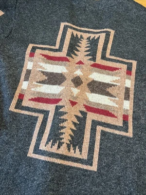 86 Pendleton Chimayo cardigan Charcoal journal  M Wool Geometric intarsia - Image 1 of 4