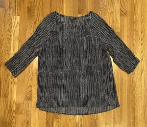 Ulla Popken Shirt Tunic Top Women's Plus 20/22 Blue 3/4 Sleeves Boho Art Indie - Picture 1 of 12