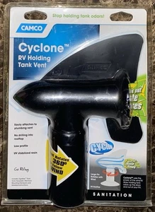 Camco Cyclone RV Sewer Vent Cap #4059 Black The Wind Pulls Odors Up & Away NEW - Picture 1 of 4