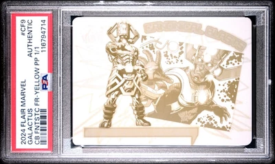 Marvel Flair Mr. 2023 Fantástica placa de impresión amarilla 1/1 #42 MUY RARA Foto 1 de 2