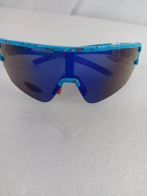 Pugs USA Sunglasses Aqua Speckled Red Frame Sports NWT - Image 1 of 4