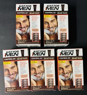5x Just For Men CONTROL GX Grey Reducing Beard Wash Shampoo 4 oz Gradual Color - Image 1 of 4