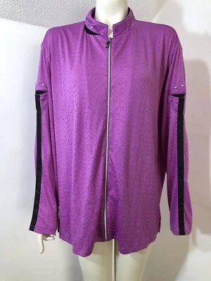 Chaqueta de golf Jamie Sadock XXL para mujer cremallera completa púrpura rosa negro detalles Foto 1 de 4