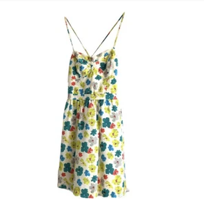 American Eagle Dress Size 4 Cream, Teal Green Floral Strappy Summer - Picture 1 of 12