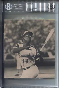 HANK AARON Vintage Signed Rare 5x7 HOF Magazine Photo Beckett Slabbed BAS - Picture 1 of 2