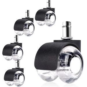 Set of 5 Universal Office Chair Casters Double Wheels Replacement Heavy Duty 2" - Picture 1 of 5