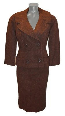 Diseñado por Stefan para Briarbrook Conjunto de Traje Falda y Chaqueta Marrón Años 50 Vintage  Foto 1 de 3