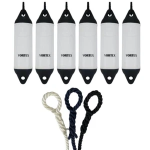 6 x Guardabarros de barco HURRICANE Vortex: blanco PM01 - EXTREMO EMPALMADO LIBRE CUERDA DE 10 MM - Imagen 1 de 2