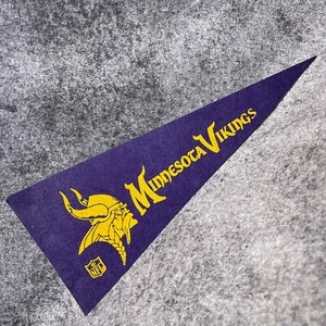 Vintage 1970er NFL Football Minnesota Vikings Miniatur Mini Flagge Wimpel ~ 12x5 - Bild 1 von 5